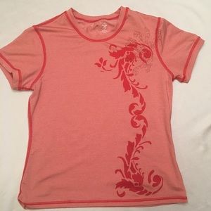 PRANA WOMEN'S SHIRT MEDIUM ORANGE/RED